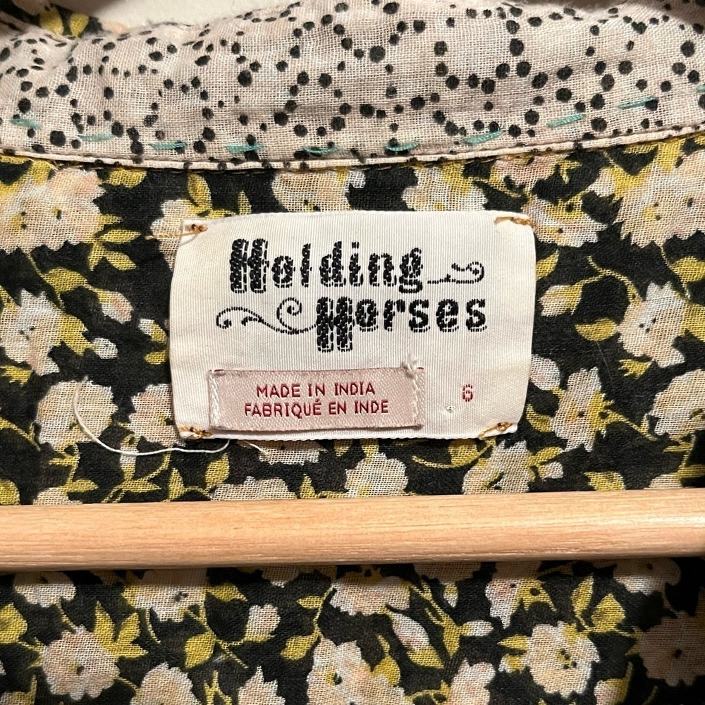Anthropologie Holding Horses Contrasting Floral Patterned Button Down Blouse 6 - Picture 11 of 12
